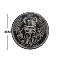 Circular 8cm black and silver embroidered Viking tactical patch with Odin design - Viking Warrior Round White (V00346-3)