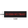 Embroidered In Odin We Trust tactical patch, black fabric with red text, 9.5x2.5cm size. - In Odin We Trust Black Red (V00953-1)