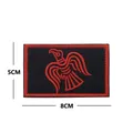 Viking Odin Raven tactical embroidery patch 8x5cm rectangular size in black and red - Solar Bird Square Red (V00381-3)