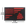 Red and black Viking Valknut tactical embroidery patch with US flag design, 5x8cm size - US Flag Viking Red (V00018-26)