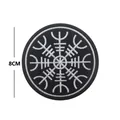 8cm circular Viking Helm of Awe embroidered tactical patch in black and white finish - Viking Compass White (No. 2 No Text) (V00867-2)