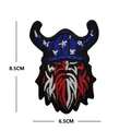 Tactical Viking embroidered patch with horned helmet and beard, size 8.5x6.5 cm - Viking Head (V00994)