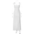 Elegant white sleeveless bodycon maxi evening dress with a stylish tie-back design - S / Top And Bottom / White