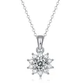 Elegant 925 sterling silver necklace with a sparkling moissanite sunflower pendant design - Sunflower Necklace (P10771) / 1 ct / Silver