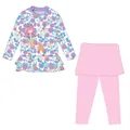 Zweiteiliger Mädchen-Badeanzug mit Blumen-Meerjungfrau-Druck und rosa Rock-Leggings - 2XL / Oberteil Und Unterteil / Lila Blumen-Oberteil Und Rosa Hose (Blaue Blumenmeerjungfrau)