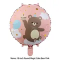 18-Zoll runder Aluminiumfolienballon Rosa mit Zauberkuchen-Bär für die Geburtstagsfeier - 18-Zoll Zauber-Bär Rosa / 18 Zoll