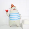 Süßer 3D Bär Aluminiumfolie Ballon mit gestreiftem Hemd für die Geburtstagsdekoration - Matte Weißer Bär mit Herz / 73x62cm