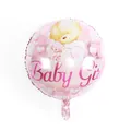 Pink round foil balloon with teddy bear and 'Baby Girl' text for baby shower - Pink BABY Bear Round Balloon / 18 Inch