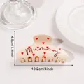 Beige heart hair claw clip with Mummy script, 10.2cm large shark clip for women - Beige Heart (Mummy) - 10.2cm