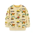 Comfortable yellow boy's sweatshirt with colorful construction vehicle all-over print - 6Y (120cm) / Tops / Pale Yellow (8178)