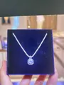 Sparkling silver square pendant necklace presented in a classic blue velvet jewelry box - Square Sugar Halo Pendant / Silver