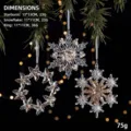 Set di decorazioni a fiocco di neve in acrilico trasparente con paillettes per Natale - Set Fiocco e Ghirlanda / 3 Pezzi/Pacchetto