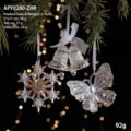 Set di 3 decorazioni natalizie in acrilico trasparente: fiocco, campane e farfalla - Set Fiocco, Campana e Farfalla / 3 Pezzi/Pacchetto