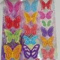 Colorful 3D butterfly wall stickers in an 18-piece set for room decoration - Purple Floral Background Style (HZ-103)