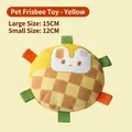 Soft yellow plush interactive dog frisbee toy with rabbit pattern and checkered design - 12cm Squeaky Toy / Small Yellow Flying Disc