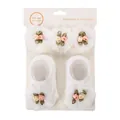 Adorable set de diadema y calcetines blancos para bebé con flores de gasa para 0 a 2 años - Conjunto Floral de Gasa (DP230-2) / Blanco