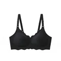 Seamless black plus size bra featuring a scalloped edge design and adjustable straps - S / Tops / Black