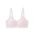 Seamless wireless bra with wavy scalloped edges in pale pink soft fabric. - Light Pink