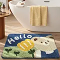 Alfombra de baño absorbente gruesa con un lindo oso de dibujos animados y Hello - 40*60cm / Oso y Flor