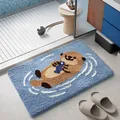 Alfombra de baño absorbente gruesa con lindo diseño de nutria azul - 40*60cm / Nutria
