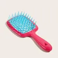Tragbare pink-blaue hohle Haarbürste mit Wabengitter für nasses und trockenes Haar - Rosaroter Griff - Hellblaue Borsten
