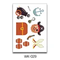 Cartoon pirate theme temporary tattoo stickers for kids, SKU WK-029 model design - Pirate Treasure Hunt (WK-029) / 7.5x11cm