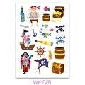 Children's cartoon pirate theme temporary tattoo stickers with pirate ship and treasure - Pirate Treasure Hunt (WK-028) / 7.5x11cm