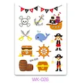 Pirate themed cartoon tattoo stickers for kids featuring pirate ship and whale WK-026 - Pirate Treasure Hunt (WK-026) / 7.5x11cm