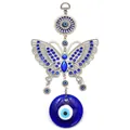 Ciondolo da parete farfalla malocchio con perlina Nazar in vetro blu e cristalli luccicanti - Stile Farfalla con Strass Blu (EY3424BU00)