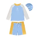 Detailansicht eines dreiteiligen Badeanzugs für Jungen in Blau und Gelb. - 90=M (80-90cm, 10-13kg) / Set / Blau Sonne Stil (D260503-2YT)