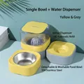 Ensemble distributeur eau et croquettes 1,8 L avec bol inox 304 pour chat et chien. - Style à gamelle unique / Jaune + Gris