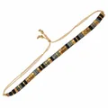 Handgefertigtes gewebtes Tila-Perlenarmband mit schwarzen gold und grauen Metallperlen - Schwarz Gold Oxidiertes Blau Gewebt Retro