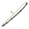 Handgefertigtes Tila-Perlen-Webarmband im blau-goldenen Vintage-Ethno-Stil Damen - Blau Seeblau Weiß Gold Gewebt