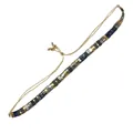 Handgefertigtes Tila Perlen Webarmband im Vintage Ethno Stil mit bunten Akzenten - Gold Blau Dunkelgrau Marmor Gewebt
