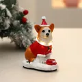 Festive Christmas Corgi resin figurine with glowing LED collar holiday decor gift - Christmas Corgi Resin Ornament