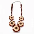 Elegant bohemian brown and beige acrylic camellia flower statement necklace for women - Deep and Light Coffee