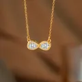 Elegant infinity symbol pendant necklace in 18K gold finish with micro-pave crystals - Full Zircon Figure Eight (9251)