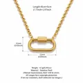 Gold-plated stainless steel carabiner pendant necklace with detailed size dimensions - Bead Chain Gold Carabiner Necklace / Chain Only