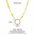 Handmade beaded necklace with yellow and white beads and a gold ring pendant - Yellow Beaded Clip Necklace / Chain Only