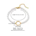 Elegant white pearl bracelet with polished gold ring charm and adjustable chain link - Artificial Pearl Adjustable Bracelet / 16+3mm (Chain Only (Without Pendant))