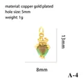Detailed size and material specifications of the golden heart crown pendant accessory - Gold Crown Heart Pendant - Green Gradient (A-4)