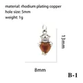 Detailed dimension diagram of heart pendant with crown design and rhodium plating. - Silver Crown Heart Pendant - Dark Brown (B-1)