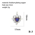 Heart-shaped jewelry pendant in rhodium plated copper with colorful crystal inlay - Silver Hollow Heart Pendant (P03120-B-3)