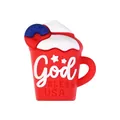 USA Independence Day themed silicone bead in mug shape with God Bless USA design - 3D USA Cup Style