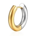 Two-tone gold and silver titanium steel chunky hoop earring for a modern minimalist look - 4.0*10mm (1 Piece) / Gold and Silver Two-tone