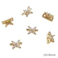 Elegante cuenta espaciadora de flor en oro de 14K con CZ, conector de joyería 10x8mm. - Flor de 4 Pétalos (Oro Lleno 14K)