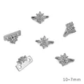 Cuenta espaciadora de flor plateada con circonitas para joyas DIY, talla 10x7mm. - Estilo Estrella (Platinado)