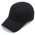 Black tactical baseball cap featuring a front rectangular velcro panel for patches - One Size Adjustable / Black