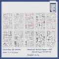 Pastel decorative sticker set for scrapbooking, includes 20 sheets of PET and washi paper - At Moonrise / 20 Pieces/Pack