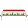 Tovaglia natalizia festiva in plastica impermeabile con alberi verdi e stelle d'oro - Tovaglia Albero di Natale Rossa